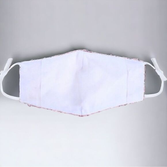 New Dressy Pink Sequin Gauze Face Mask With Filter Pocket - Picture 3 of 7